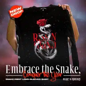 Rise and Grind Snake Print Black Long-Sleeved Shirt
